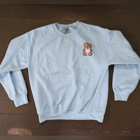 Gildan Jackets & Blazers - Gildan Light Blue Chi Omega Crewneck Sweatshirt with Teddy Bear